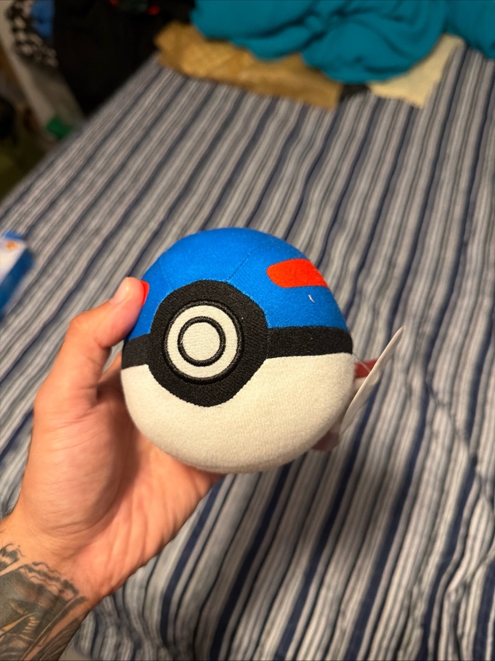 Pokemon Blue and White Plush Poke Ball Toy